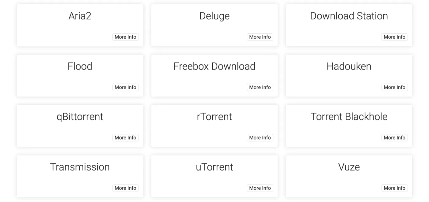 Radarr's add download client picker