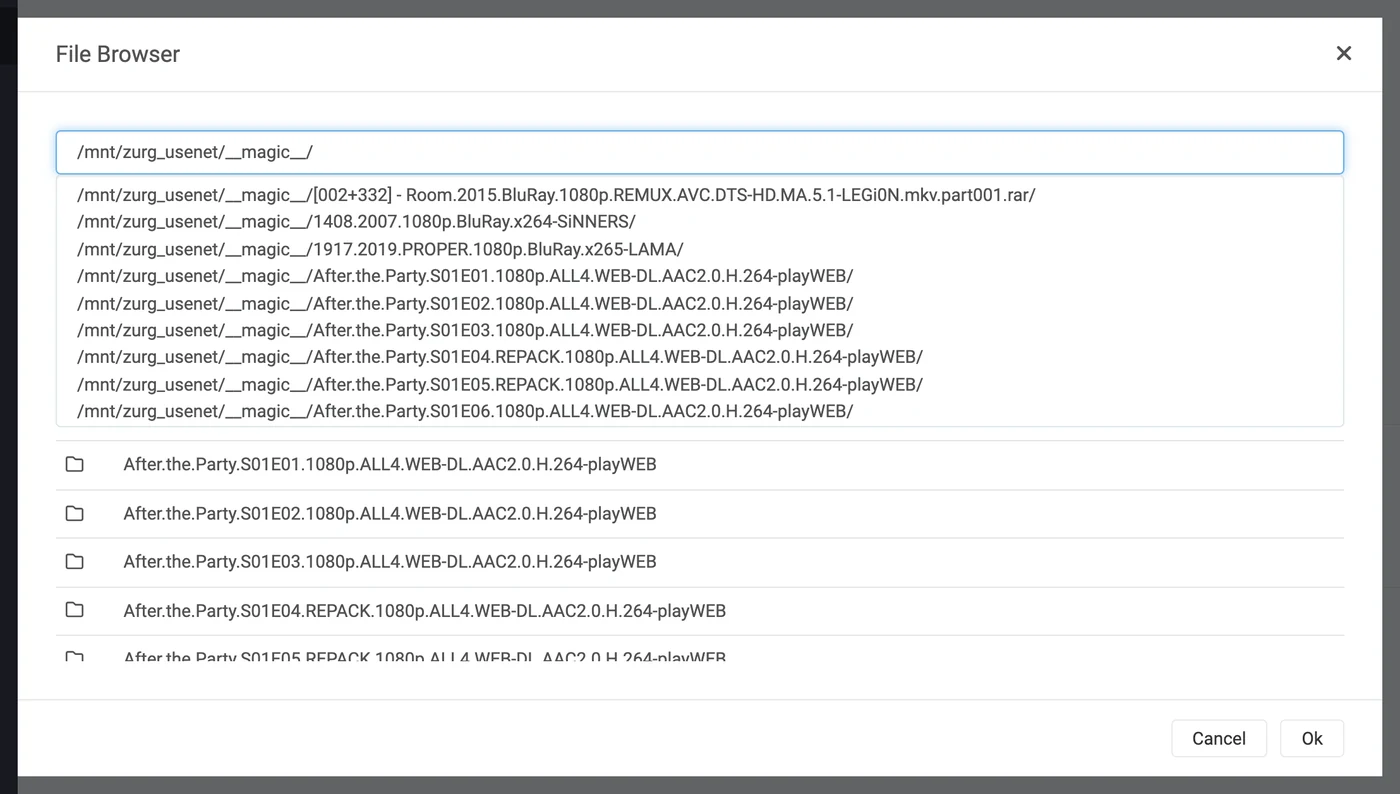 The file browser listing what is inside magic