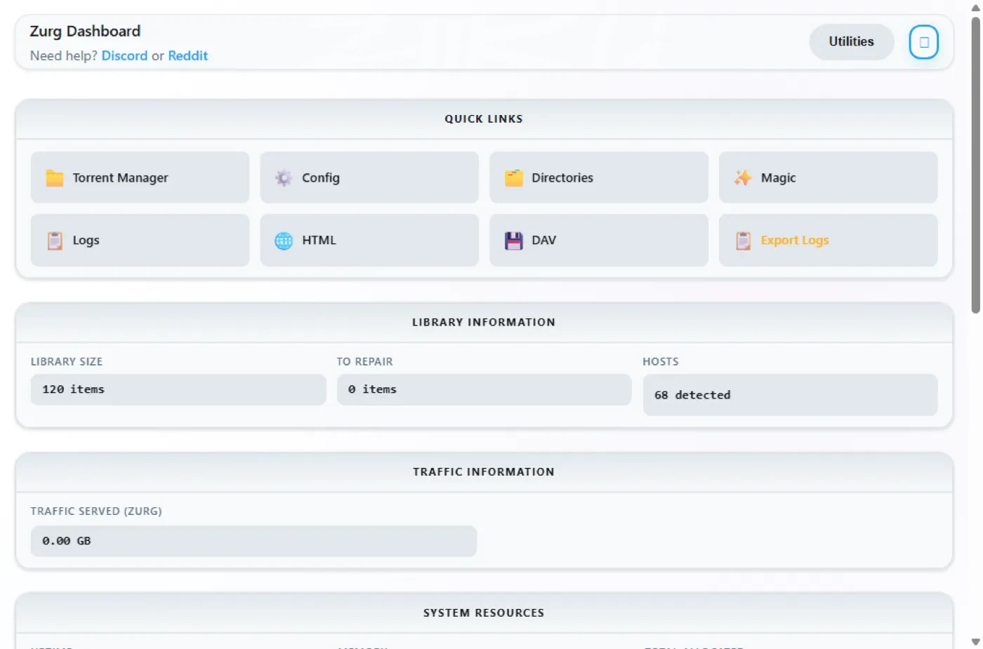 The zurg dashboard on Windows
